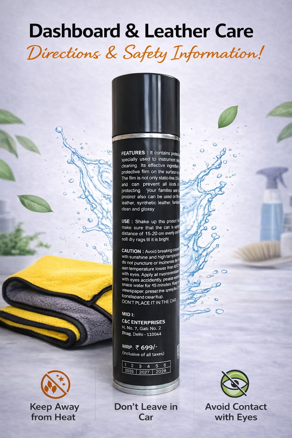 Dashboard & Leather Conditioner + Microfiber cloth